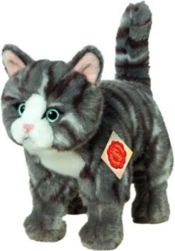 Teddy-Hermann Katze Stehend Grau Getigert 20 Cm
