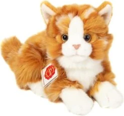 Teddy-Hermann Spielzeug/Puppen & Plüschspielzeug/Plüschspielzeug/Kuscheltiere Teddy Hermann 91837 Katze Liegend Rot Getigert 20 Cm, Kuscheltier, Plüschtier Mit Recycelter Füllung, Nachhaltig Rot