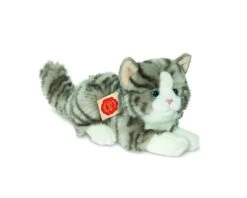 Hermann Teddy 90691 Katze Liegend Grau 20 Cm